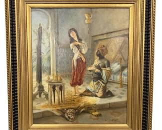 W. Coper Egyptian Woman & Attendant Oil