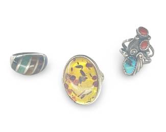 (3) Vintage Native American Sterling Silver Rings