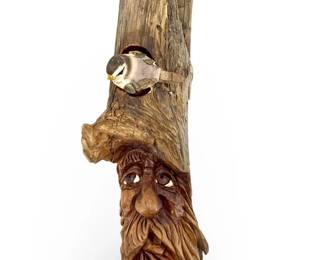 Signed H. Bell Carved Wooden Spirit Face