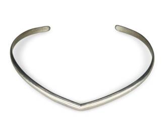 Sterling Silver Modernist V Choker Necklace