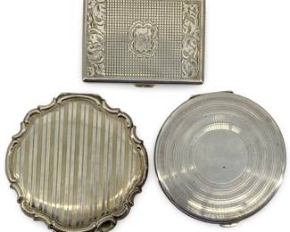 3pc Vintage Czech Silver Compacts