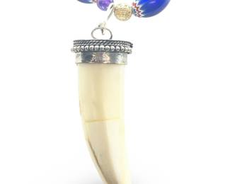 Native American Lapis Amethyst Bone Pendant