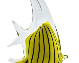 Hand Blown Yellow Art Glass Fish Sculpture