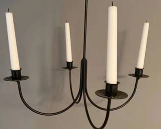 Black Iron Chandelier with Four Candles