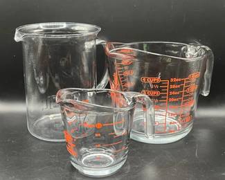 (3) Glass Measuring Cups including Anchor Hocking