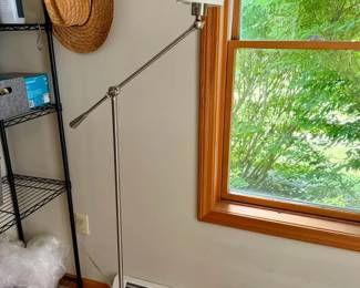 Brushed Silver Tone Adjustable Arm Floor Lamp