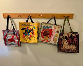 (4) Quirky Reusable Grocery Bags