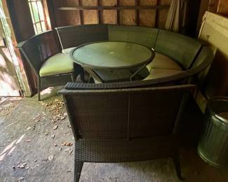 Round Glass Table with Circular Bench Seating