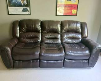 Brown Leather Reclining Couch