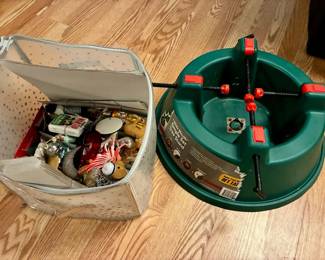 Christmas Tree Ornaments and Stand Lot