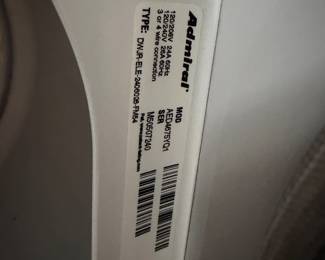 H106 - $100. Admiral Electric Dryer. Jan 2015.