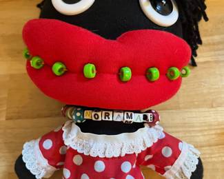 H123 - $65. Jamie Hayes Signed "Nora Mae" Big Lips Doll. New Orleans Doll Co. Measures 12.5" Tall.