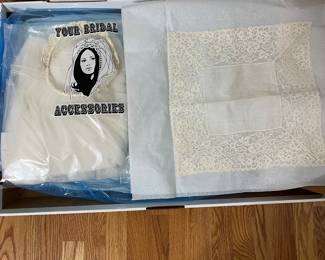 H101 - $100. Vintage Wedding Dress. Tag Reads "Specially Hand Made and Fashioned by Marian Bingaman."
