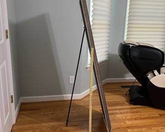 H28 - $60. Full Length Floor Mirror with Floor Stand - or you can wall mount. Measures 21” W x 62” Tall.