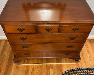 H31 - $145. Wooden Dresser. Measures 44” W x 21“D x 36” Tall. All drawer slide.