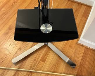 H24 - $120. 55” Vizio TV Model M55-C2 on Chrome Stand. TV on Stand Measures 59.5” Tall.