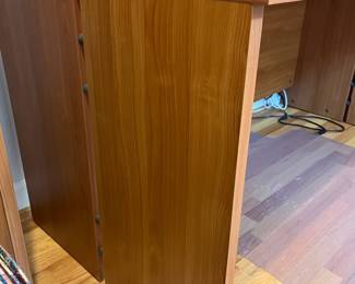 H40 - $100. Desk with Hutch. Measures 59” W x 29.5“ D x 71” Tall. Moves in 2 pieces. Sturdy with some wear across the front.