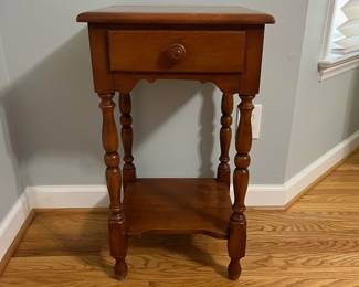 H34 - $30. Side Table with Single Drawer. Measures 16” W x 14“ D x 28” Tall.