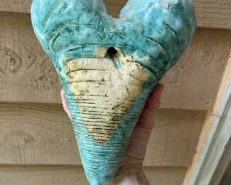 H15 - $25. Three-piece Pottery Heart Set.