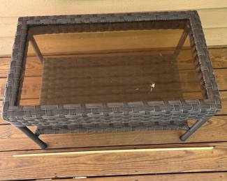 H6 - $20. Outdoor Coffee Table. Measures 30” W x 17.5” D x 18” Tall.