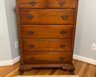 H30 - $125. Tall Chest of Drawers. Measures 34” W x 21”D x 47” Tall. All drawers slide.