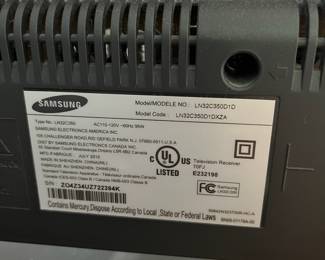 H29 - $10. 32” Samsung TV. Model LN32C35D1D. July 2010.