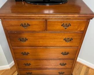 H30 - $125. Tall Chest of Drawers. Measures 34” W x 21”D x 47” Tall. All drawers slide.