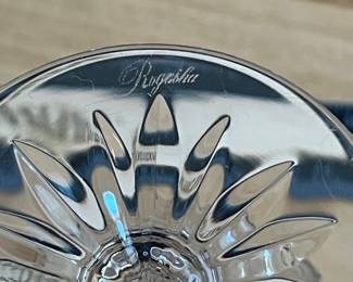 H86 - $80. 8 Piece Set. Miller Rogaska Gold Rim Iced tea Glasses. Measures 7.25" Tall. Minor wear on gold.