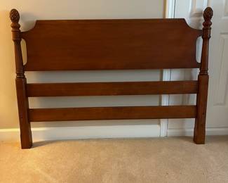 H74 - $60. Full Sized Wooden Bed Frame. Measures 56” W x 41” Tall. Includes side rails - no mattress/box spring.