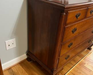 H31 - $145. Wooden Dresser. Measures 44” W x 21“D x 36” Tall. All drawer slide.