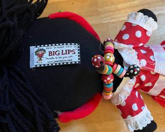 H123 - $65. Jamie Hayes Signed "Nora Mae" Big Lips Doll. New Orleans Doll Co. Measures 12.5" Tall.