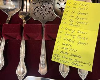 H95 - $75. 1960 Oneida Community "Affection" Pattern - Silver Plate. Service for 12 plus serving pieces.