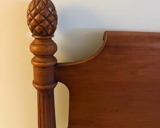 H74 - $60. Full Sized Wooden Bed Frame. Measures 56” W x 41” Tall. Includes side rails - no mattress/box spring.