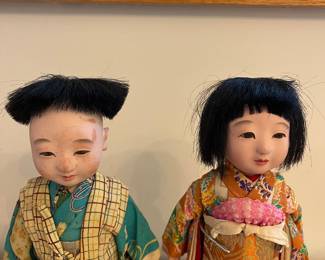H125 - $60. Pair of Vintage Japanese Ningyo Ichimatsu Dolls. Each Measures 10" Tall