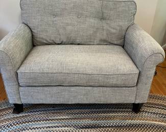 H17 - $350. La-Z-Boy “Laurel” Chair and a Half. Measures 52” W x 37” D x floor to seat 20” x floor to back 37” Tall. Overall very good condition - some wear to the back cushion just from use. Sturdy and comfy!