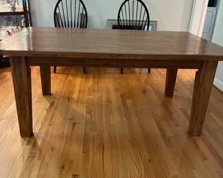 H53 - $350. Dining Table - Solid Wood. Sturdy, Very good condition! Measures 72“ W x 44” D x 30” Tall. Has 2 - 18” Leaves.