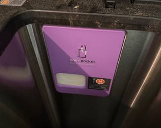 H108 - $85. Simple Human Divided Trash Can. Measures 22" W x 12" D x 25.5" Tall. Very good condition.