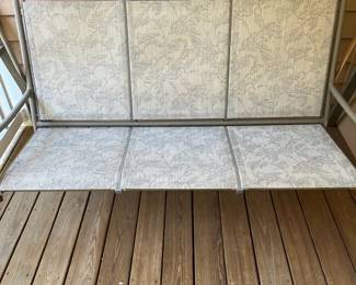 H9 - $60. Outdoor Swing. Measures 79” W x 55” D x 75” Tall. Has some surface rust but still sturdy! Please have a truck or trailer to move - we can not help disassemble.
