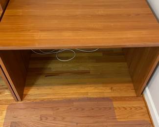 H41 - $75. Desk. Measures 46” W x 30” D x 29” Tall. Sturdy and good condition with some wear across the front.