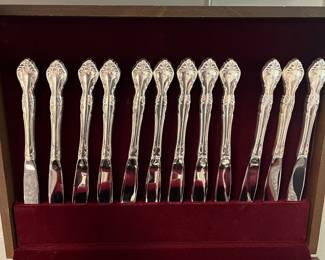 H95 - $75. 1960 Oneida Community "Affection" Pattern - Silver Plate. Service for 12 plus serving pieces.