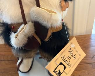H136 - $25. Memeluck Fur Doll Named "Marselak". Made in Alaska with Real Fur. Measures 15" Tall.