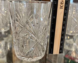 H90 - $40. 12 Piece Set. Crystal Glasses. Measures 4” Tall.
