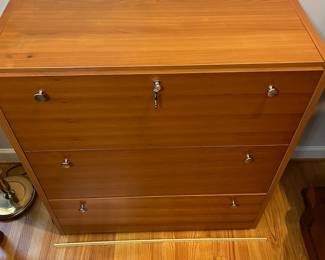H35 - $60. Locking Filing Cabinet - with key. Measures 37.5“ W x 16” D x 39.5” Tall. Very good used condition.