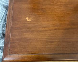 H25 - $145. Three-piece Vanity Set. Mirror Measures 26“ W x 44” Tall. Vanity measures 45” W x 20” D x 30” Tall. Stool measures 32” W x 13.5” D x 17“ Tall.