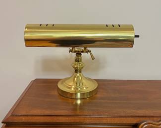 H52 - $30. Brass Bankers Desk Lamp. Measures 10” W x 13” Tall.