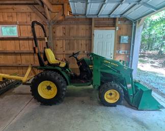 T1 - $9,500. John Deere 4100. 272 Hours. Starts right up. Includes bucket, gravel rake and PTO driven chipper. Tractor is Cash or Bank Check - OR you pay the 3% card fee that we normally cover.
