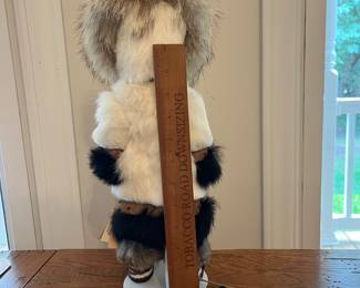 H136 - $25. Memeluck Fur Doll Named "Marselak". Made in Alaska with Real Fur. Measures 15" Tall.