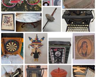Vintage & Antique items galore: Kachina doll, art, MCM hi-fi, typewriters and adding machines, steamer trunk, Minnie Mouse bike, vinyl records, Japanese and Chinese decor, and more. https://www.auctionninja.com/heritage-estate-sales-and-liquidation/sales/details/fun-finds-from-grandpa-s-attic-typewriters-letterpress-blocks-vinyl-asian-mid-century-decor-hi-fi-minnie-mouse-bike-collectibles-more-125.html?an=ry0czr