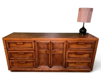 Solid Oak Dresser W Lamp