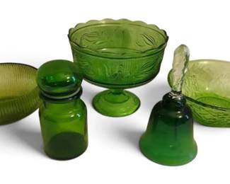 Vintage Green Glass Pieces